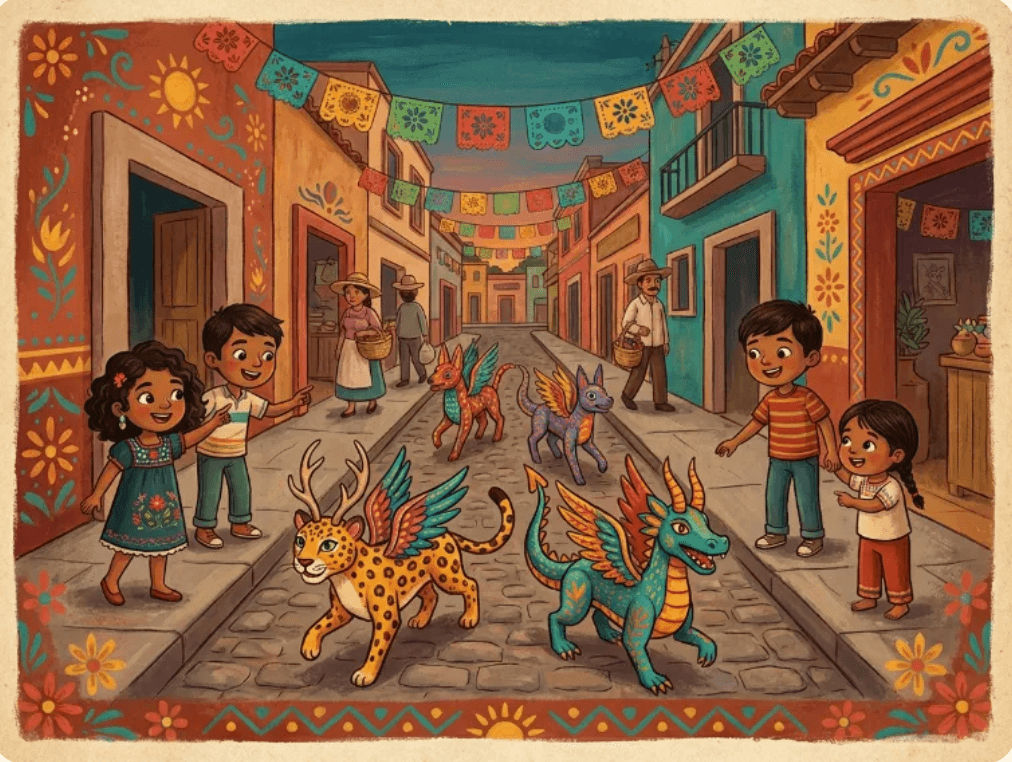 Colorful illustration from a Ya Leo! interactive book