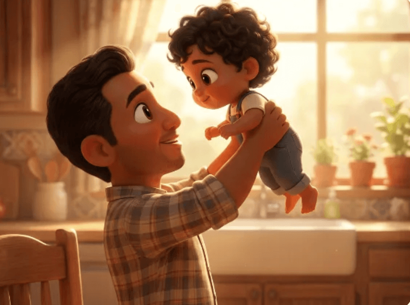 Father and child learning to read together